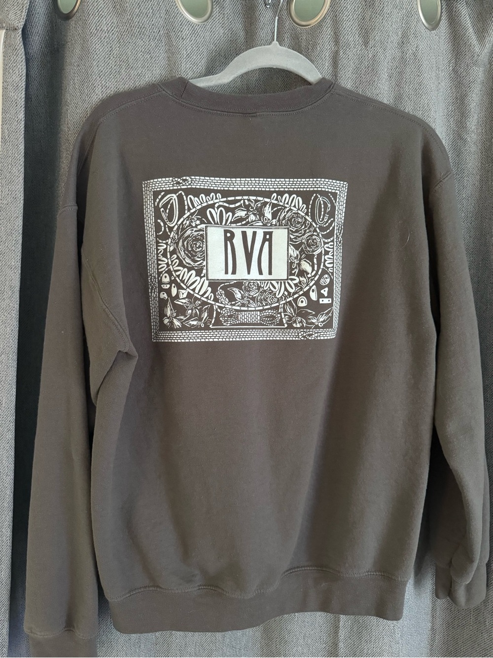 RVA Black Crewneck Sweatshirt with White Graphic Box Logo